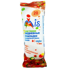 Прокладки ежедневные Mis Soft супер тонкие анатомическая форма айрлайд в мягкой упаковке 20 шт