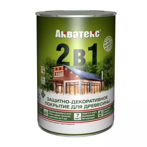 Защитно-декоративное покрытие для древесины Акватекс 2 в 1 бесцветный 0.8 л – 1