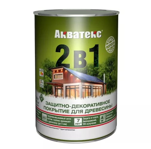 Защитно-декоративное покрытие для древесины Акватекс 2 в 1 махагон 0.8 л – 1