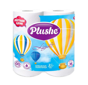 Полотенце бумажное Plushe Light 2-х слойное 2 рулона