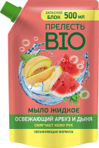 Мыло жидкое Прелесть Bio мягкая упаковка освежающий арбуз и дыня 500 мл
