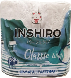 Туалетная бумага Inshiro 2-х слойная Белая 4 рулона
