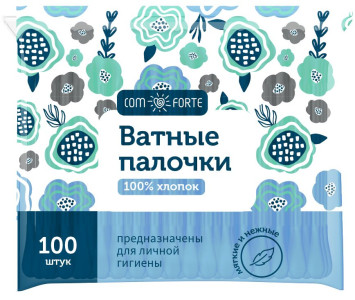 Ватные палочки COM FORTE 100 шт