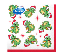 Салфетки бумажные Лилия Дракончики  33х33 см 2-х слойные 20 шт
