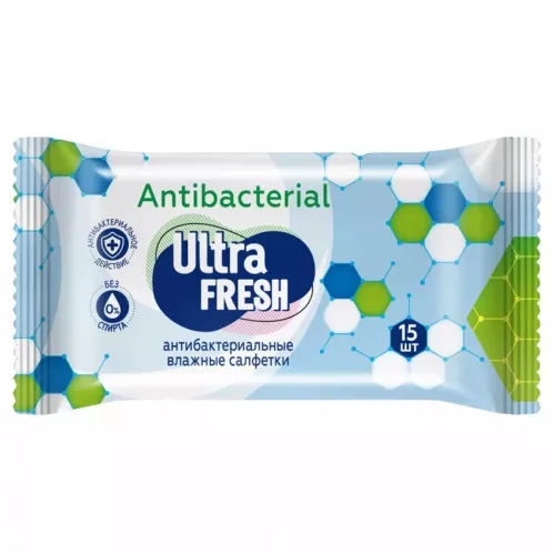 Салфетки влажные Ultra Fresh Antibacterial витамины и экстракты 15 шт – 1