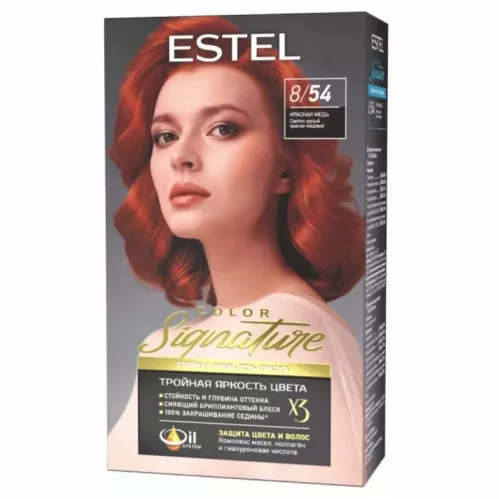 Крем-гель краска для волос Estel Color Signature Стойкая тон 8/54 Красная медь 120 мл – 1