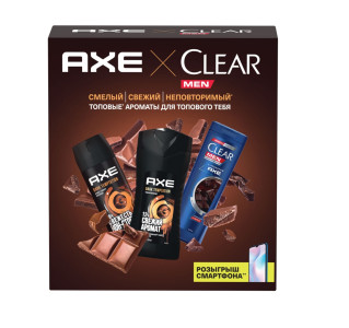 Подарочный набор Axe Dark Temptation дезодорант-спрей 150 мл, гель для душа 250 мл и шампунь Clear 200 мл - 1