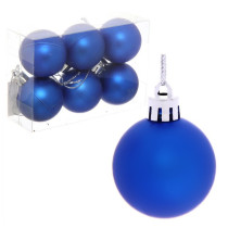 Набор шаров Серпантин Матовый новогодние Синий 4 см 6 шт