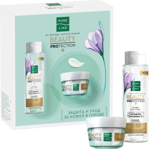 Подарочный набор Чистая линия Beauty Protection тонер для лица 110 мл и крем-флюид для лица 45 мл