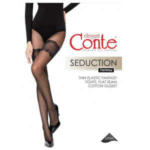 Колготки Conte Seduction в точку с имитацией чулок 20 Den цвет Nero размер 3