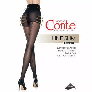 Колготки Conte Line Slim с имитацией шва и утягивающими шортиками 40 Den цвет Nero размер 3