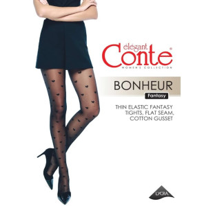Колготки Conte Bonheur с рисунком Сердечки 20 Den цвет Nero размер 5 - 1