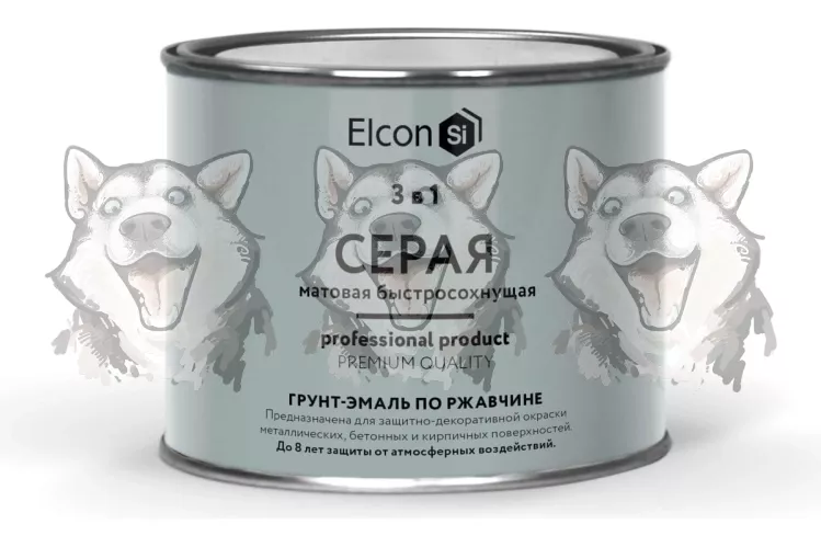 Грунт-эмаль Elcon 3 в 1 по ржавчине матовое покрытие серый 0.4 кг – 1