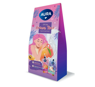 Подарочный набор Aura Dream Time скраб для тела абрикос-масло ши 100 мл + лосьон для рук и тела хлопок-аргана 100 мл