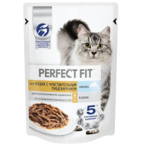 Корм для кошек Perfect Fit с чувствительным пищеварением Лосось 75 гр