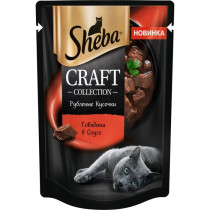 Корм для кошек Sheba Craft Рубленые кусочки говядина в соусе, пауч 75 гр