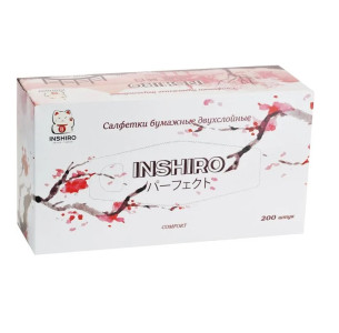 Салфетки бумажные Inshiro SilkFlower Комфорт 2-х слойные 200 шт