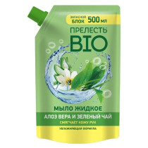 Мыло жидкое Прелесть Bio мягкая упаковка Алоэ вера и зеленый 500 мл