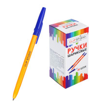 Ручка шариковая ClipStudio синяя с желтым корпусом линия 0,7 мм