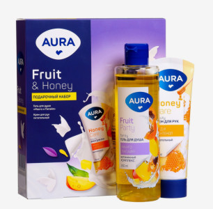 Подарочный набор Aura Energy Mix Гель для душа Манго-Папайя 250 мл и крем для рук Питательный 75 мл