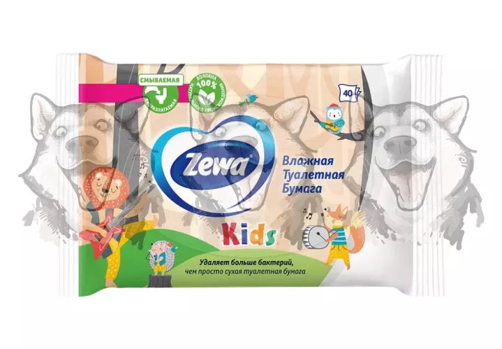 Туалетная бумага влажная Zewa Kids Детская 40 шт – 1