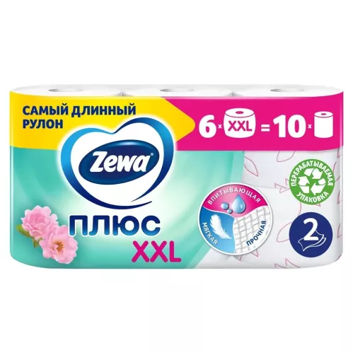 Туалетная бумага Zewa Плюс  XXL Цветы 2 слоя 6 рулонов – 1