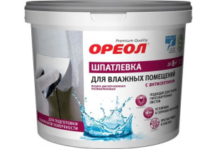 Шпатлевка Ореол ВД для влажных помещений с антисептиком полиакриловая 4 кг