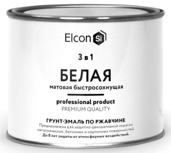 Грунт-эмаль Elcon 3 в 1 по ржавчине белая матовая 0.4 кг