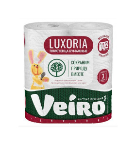Полотенце бумажное Veiro Luxoria Белое 3-х слойное 2 рулона