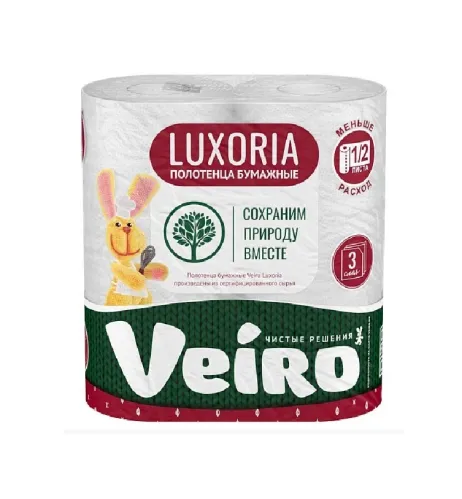 Полотенце бумажное Veiro Luxoria Белое 3-х слойное 2 рулона – 1