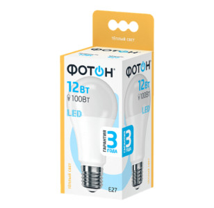 Лампа светодиодная  Фотон LED A60 12W 3000K E27 