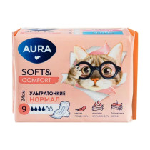Прокладки гигиенические Aura Soft&Comfort Ultra Normal 9 шт 