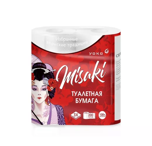 Туалетная бумага YOKO Misaki 3-х слойная 4 рулона – 1