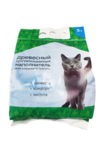 Наполнитель впитывающий Макси Древесный для кошачьего туалета 5 л