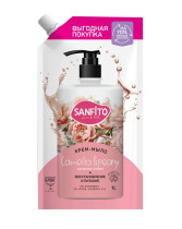 Крем-мыло жидкое Sanfito Камелия и пион восстановление и питание в мягкой упаковке 1 л