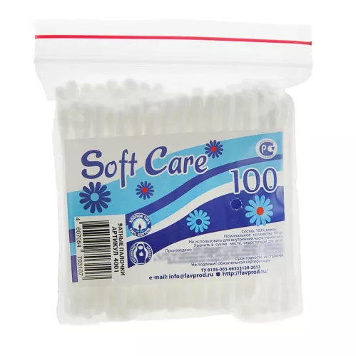 Ватные палочки Soft Care пакет 100 шт – 1