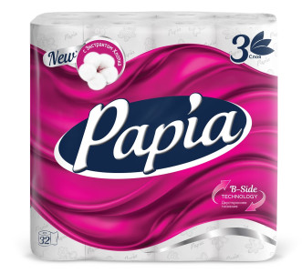 Туалетная бумага Papia 3-х слойная Белая 32 рулона