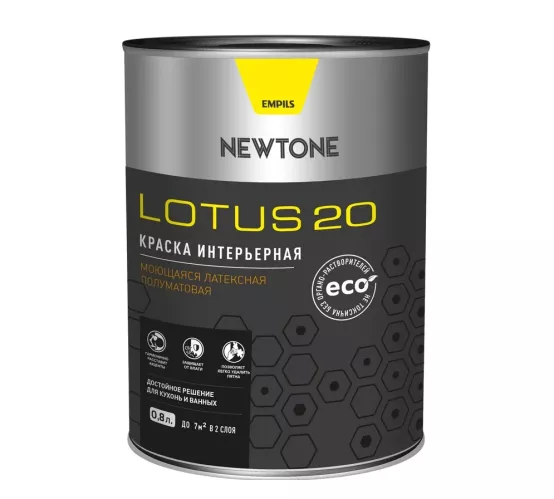 Краска Newtone Lotus 20 интерьерная латексная моющая База А полуматовая 1 кг – 1