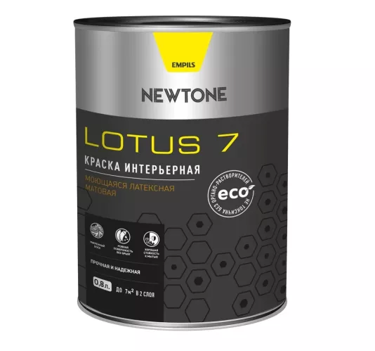 Краска Newtone Lotus 7 интерьерная латексная моющая База А матовая 1.1 кг – 1