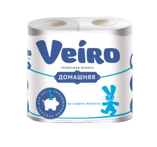 Туалетная бумага Veiro Домашняя  2-х слойная белая 4 рулона