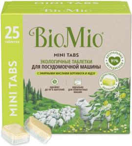 Таблетки д/посудомоечной машины BioMio Bio-Tabs Multi, Бергамот и Юдзу,10г/25шт.