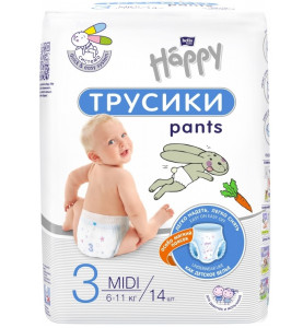 Подгузники-Трусики детские Bella baby Happy Midi, 14 шт./уп., вес 6-11 кг