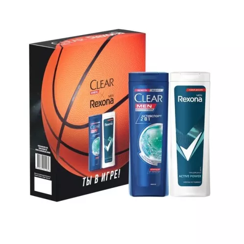 Подарочный набор Rexona Men +CLEAR Спорт коллекция (Шампунь 200 мл 2в1,гель для душа 2в1 180 мл) – 1