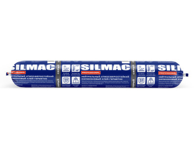 Герметик-клей SILMAC Professional силиконовый нейтральный атмосферостойкий серый 590 мл