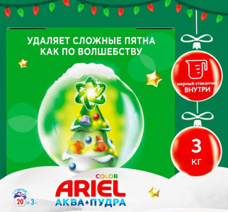 Стиральный порошок Ariel Color Аква пудра 3 кг мерный стканчик в наборе - 1