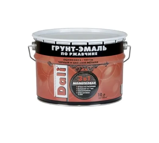 Грунт-эмаль Dali С молотковым эффектом 3в1 коричневая 10л – 1