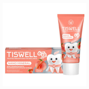 Зубная паста TISWELL Реминерализующая наногидроксиапатит Персик от 6-12 лет для детей 60 гр