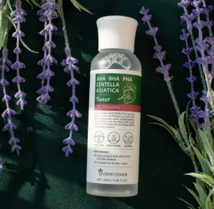 Тонер для лица Queen Charm AHA, BHA, PHA кислоты и центелла азиатская 9,9% 120 мл