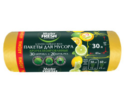 Мешки для мусора Master Fresh Aroma с завязками желтые 30 л 20 шт