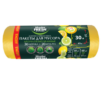 Мешки для мусора Master Fresh Aroma с завязками желтые 30 л 20 шт